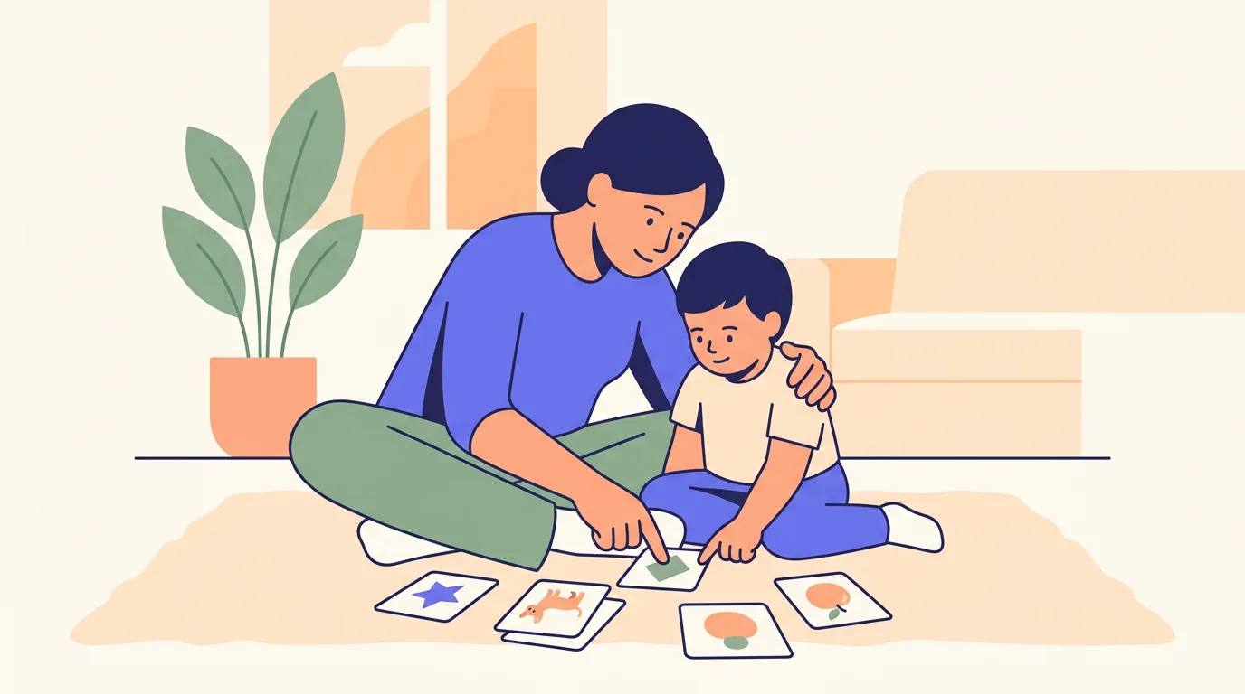 A parent working with their child at home